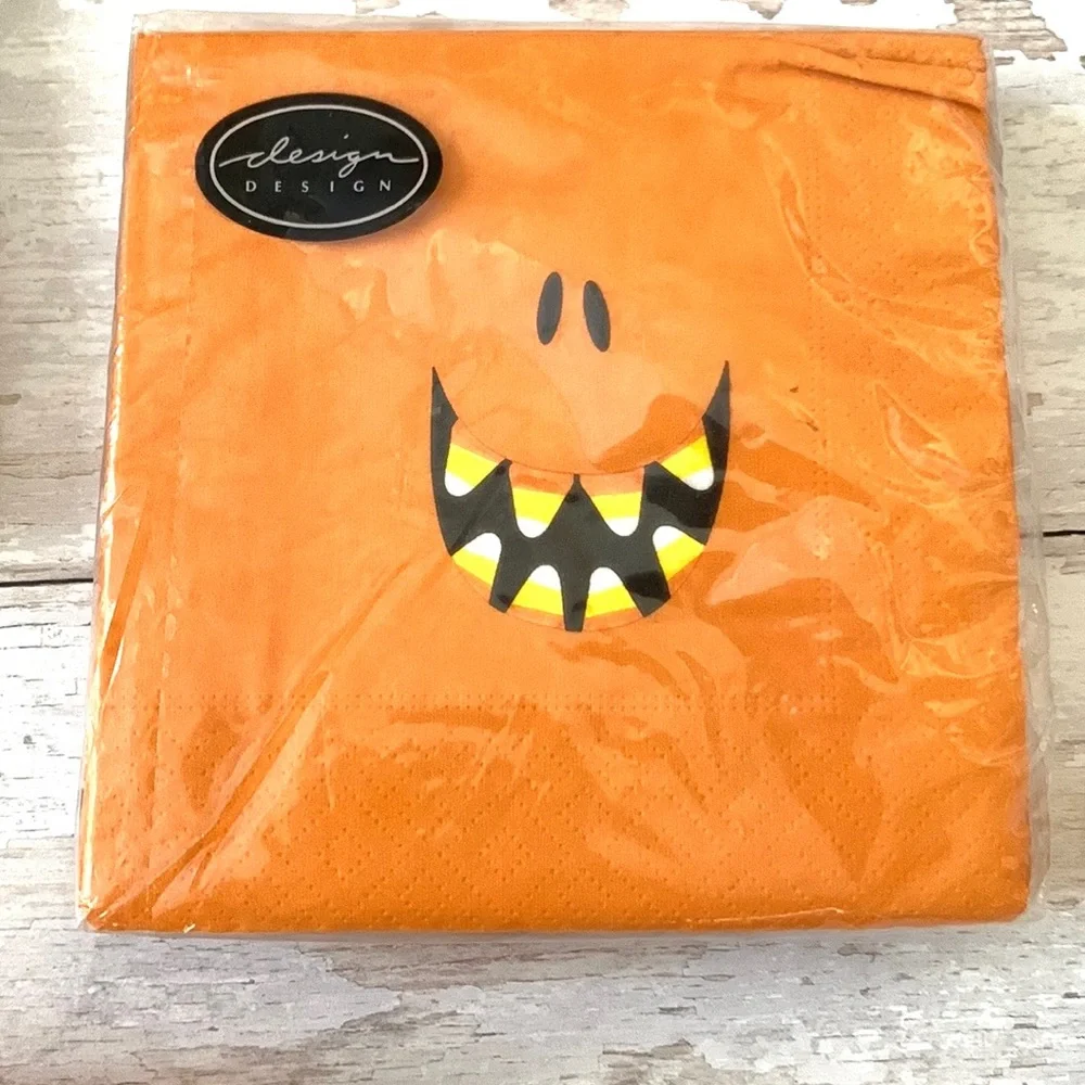 Halloween Napkins Bundle Packs Set of 3 Orange Jack o Lantern Purple Witches